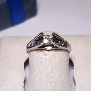 Estate .45ctw Natural Princess Invisible set 14Kt WG S-3.5 Engagement Ring#23849